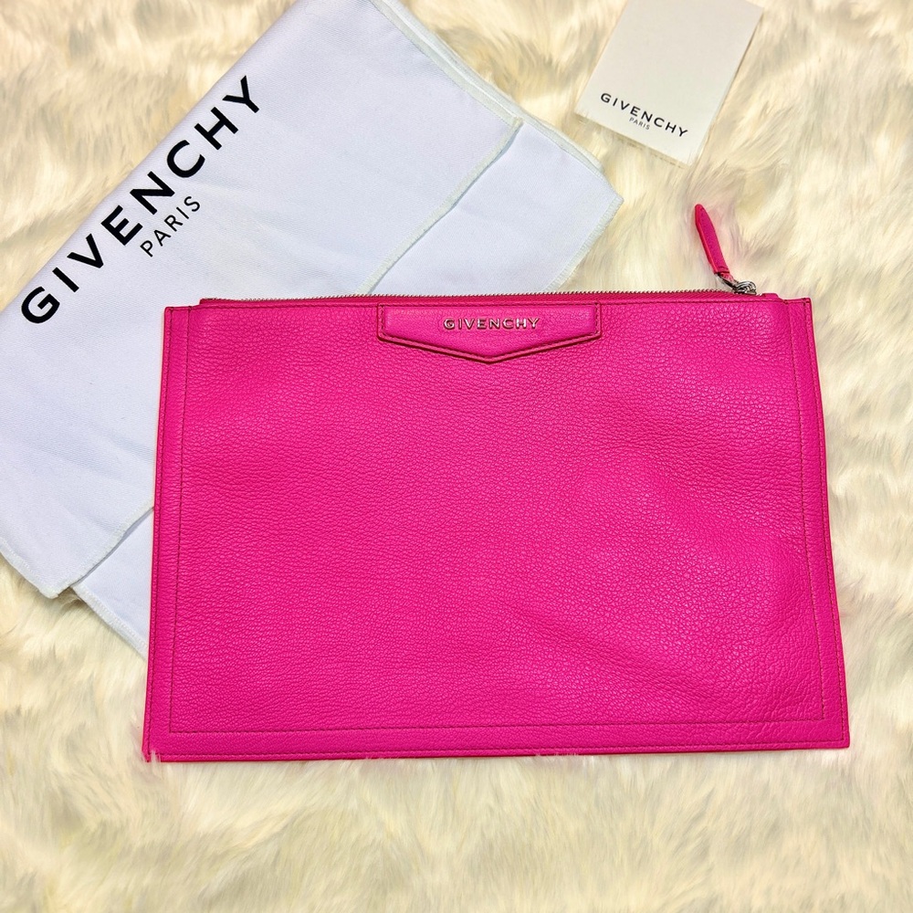 NWT Givenchy Bright Pink Leather Clutch / Pouch